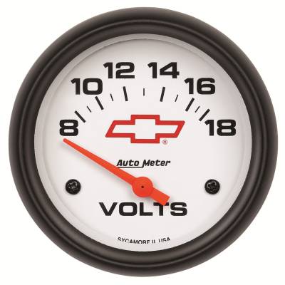 AutoMeter - AutoMeter 5891-00406 Electric Volt Meter Gauge 8-18V 2-5/8" for Chevy Red Bowtie