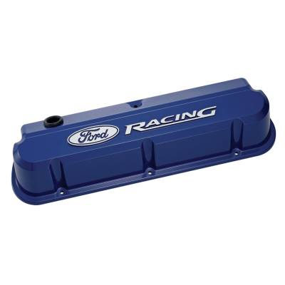 Ford Performance Parts - Ford Racing 302-136 Slant Edge Blue Valve Covers w/Raised Ford Logo for SBF