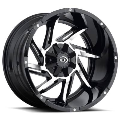 Vision Wheel - Vision Wheel 422 Prowler 17x9 8x6.5 -12mm Gloss Black/Machined 422-7981GBMF-12