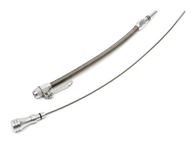 Trans-Dapt Performance - Trans-Dapt 8143 Aluminum Oil Pan Dipstick Braided Tube 65-90 BB Chevy 396-454