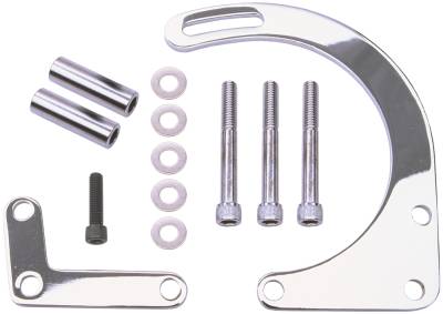 Trans-Dapt Performance - Trans-Dapt 8990 Chrome Low Mount Alternator Bracket Left 55-68 Chevy SB 2Pc