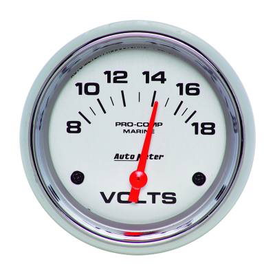 AutoMeter - AutoMeter 200757-35 Air-Core Marine Electric Voltmeter Chrome 8-18V 2-5/8"