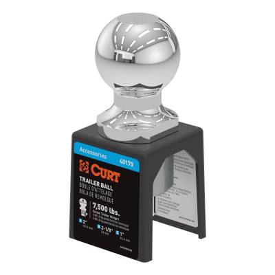 CURT - CURT 40170 2" Trailer Ball 1" x 2-1/8" Shank 7500 Lbs. Chrome Packaged