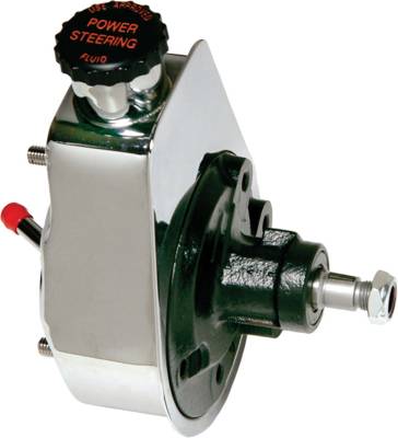 Borgeson - Borgeson 800313 Power Steering Pump Saginaw Self Contained Chrome Mustang Press.