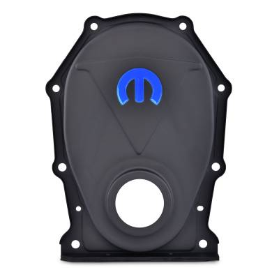 Proform - Proform 440-219 Omega M Emblem Timing Chain Cover Black Crinkle Finish for Mopar