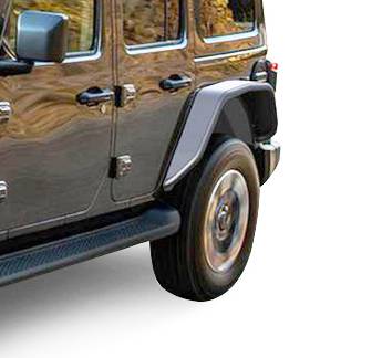 Black Horse Off Road - Black Horse TFFJL2 Black TUBULAR Rear Fender Flares for 18+ Jeep Wrangler JL