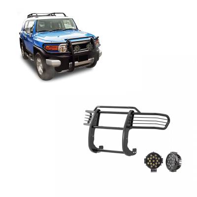 Black Horse Off Road - Black Horse 17A098600MA-PLB Black Grille Guard w/LED for 07-14 Toyota FJ Cruiser