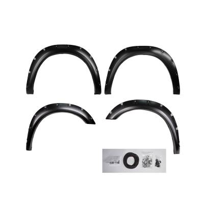 Black Horse Off Road - Black Horse FPSRA19 FENDER FLARES RIVETED Style Black for 19-24 RAM 2500-3500