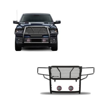 Black Horse Off Road - Black Horse RU-DORA09-B-PLFR Rugged HD Grille Guard w/5.3" LED for RAM 1500