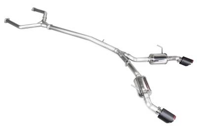 Stillen - Stillen 504450 SS Cat Back Exhaust Carbon Fiber Tips for 16-24 Infiniti Q50 3.0t