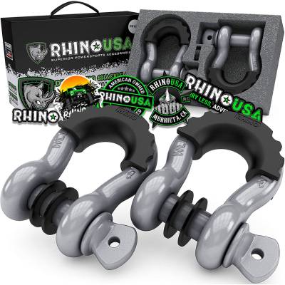 Rhino USA - Rhino USA RNO-GRY-SHACKLES 3/4" D-Ring Shackle Set 2pc Gray