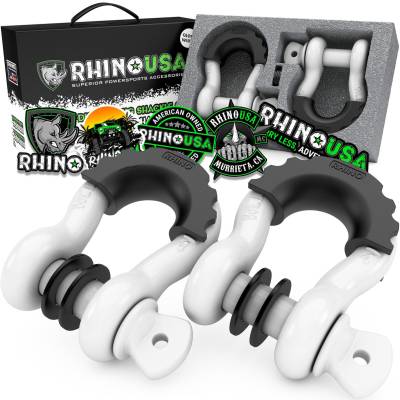Rhino USA - Rhino USA RNO-WHT-SHACKLES 3/4" D-Ring Shackle Set 2pc White