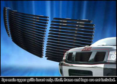 APS - APS Stainless Billet Grille Black for 04-07 Nissan Titan/Armada GR14HED22J
