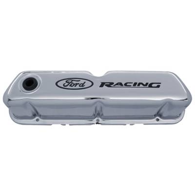 Ford Performance Parts - Ford Perf. 302-071 Tall Valve Covers Steel Chrome/Black Recessed Logo for SBF