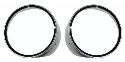 Auto Metal Direct - Auto Metal Direct W-755 Headlamp Bezels w/Chrome Trim Pair for 69 Camaro Std
