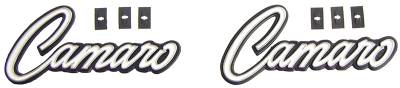 Auto Metal Direct - Auto Metal Direct W-788 L/R Door Panel Emblems w/Clips Camaro for 68-69 Camaro