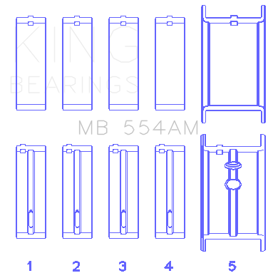 King Engine Bearings - King Bearings MB 554AM Main Bearing Set for Chevy 265 283 302 327