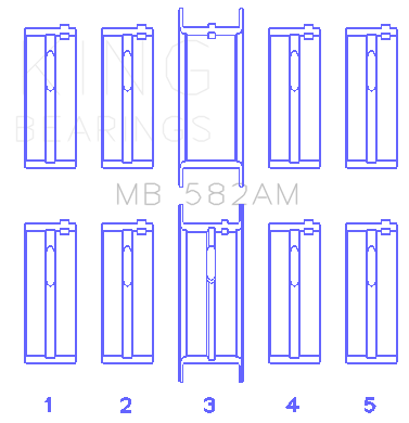 King Engine Bearings - King Bearings MB 582AM Main Bearing Set for Ford 2.0/2.3L 8V