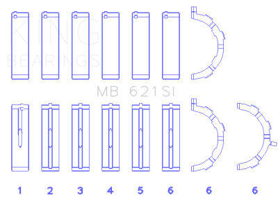 King Engine Bearings - King Bearings MB 621SI Main Bearing Set for Ford 415