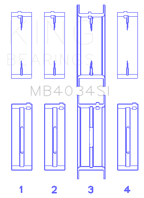 King Engine Bearings - King Bearings MB4034SI Main Bearing Set for Ford 232
