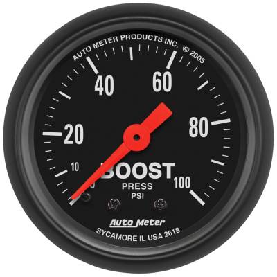 AutoMeter - AutoMeter 2618 Z-Series Boost Pressure Gauge 0-100PSI 2-1/16" Full Sweep
