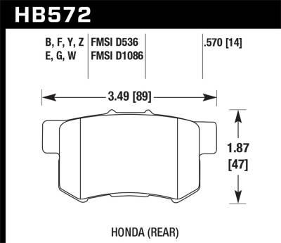 Hawk Performance - Hawk Performance HB572B.570 HPS 5.0 High Performance Street Brake Pads