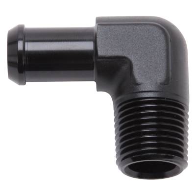 Edelbrock - Edelbrock 8178 90-DEG 1/2" NPT & 5/8" Barb Black Heater Hose Fitting
