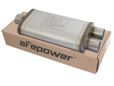 aFe Power - aFe 49M00009 2.5" Muffler 2.5" Center Inlet/Dual Outlet 18"L x 9"W x 4"H Body
