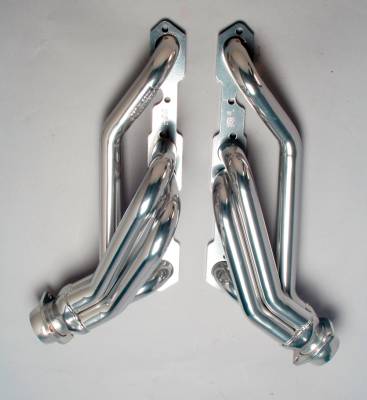 Hedman Hedders - Hedman 69536 Silver 1.5" Mid-Length Swap Headers for SB Chevy w/Angle Plugs S10