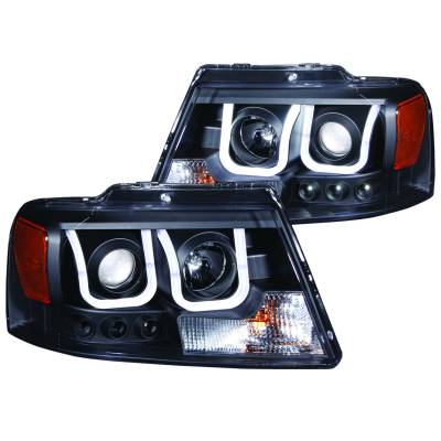 Anzo USA - Anzo USA 111288 Projector Headlight Set w/U-Bar Halo Black for Ford F150