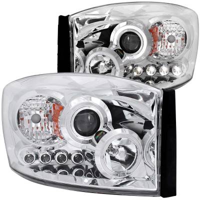 Anzo USA - Anzo 111210 Chrome Projector Headlight Set w/LED Halo for RAM Trucks