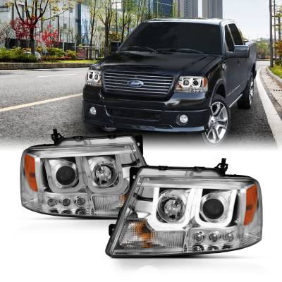 Anzo USA - Anzo USA 111287 Projector Headlight Set w/U-Bar Halo Chrome 04-08 Ford F150