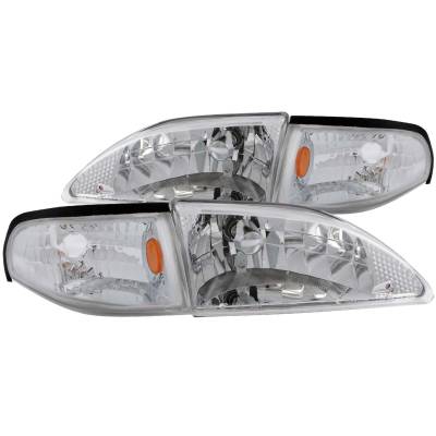 Anzo USA - Anzo 121262 Chrome Headlight Set w/Corners for 94-98 Ford Mustang