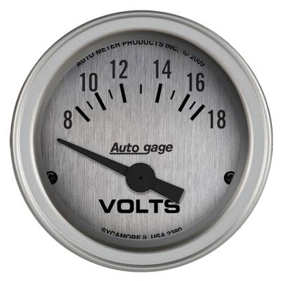 AutoMeter - AutoMeter 2380 Autogage Air Core Silver Voltmeter Gauge 8-18V 2-1/16"