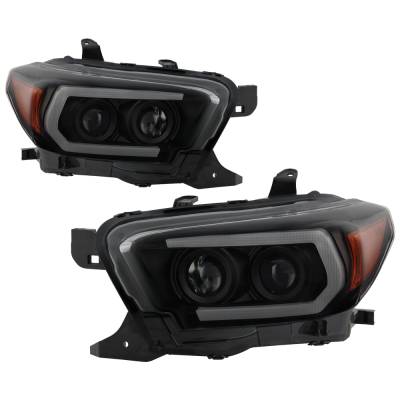Spyder Auto - Spyder Auto 5087546 Headlights Seq Turn Signal Black Smoke for 16-18 Tacoma