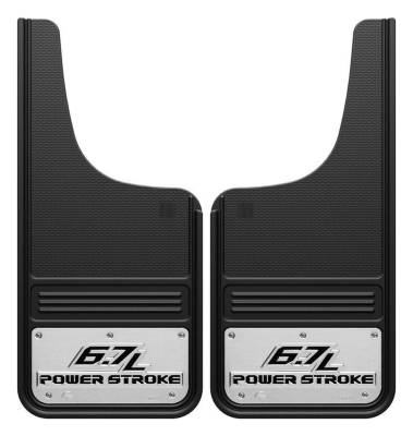 Gatorback - Gatorback 12"x26" Cut-Style Black Mud Flaps Powerstroke Logo GA1226CUTP-2