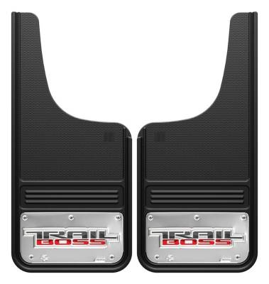 Gatorback - Gatorback GB1226CUTT 12"x26" Cut-Style Black Mud Flaps Trailboss Logo