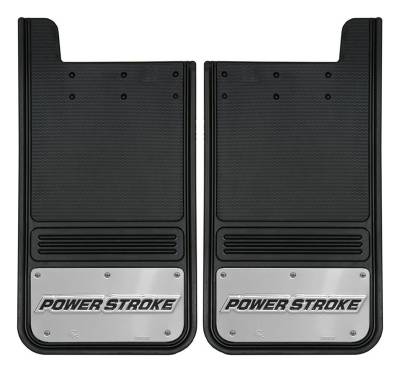 Gatorback - Gatorback GB1223P 12"x23" Universal Black Mud Flaps Powerstroke Logo