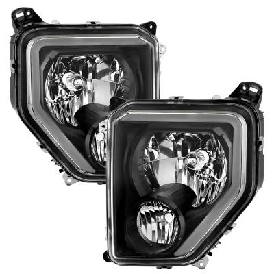 Spyder Auto - Spyder Auto 9053023 Black Crystal Headlights w/Light Bar for 08-12 Jeep Liberty