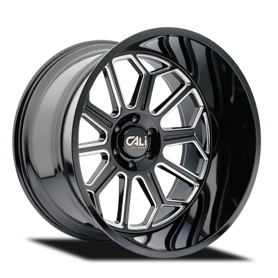 Cali Offroad Wheels - Cali Offroad 9117 AUBURN 22x12 6x5.5 -51mm Black/Milled 9117-22283BM