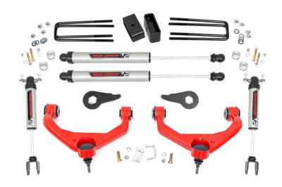 Rough Country Suspension Systems - Rough Country 97570RED 3.5" V2 Lift Kit w/OVLD for 11-19 Silverado/Sierra HD