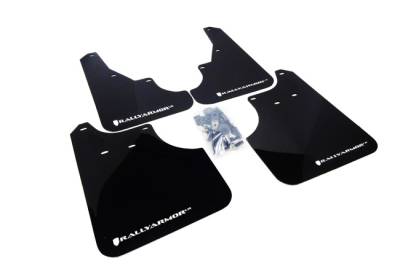 Rally Armor - Rally Armor MF11-UR-BLK/WH Black Mud Flap White Logo