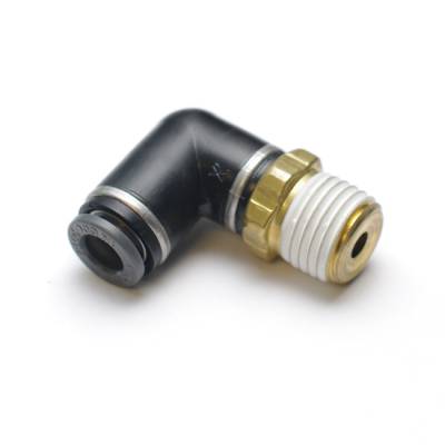 Ridetech - Ridetech 31954201 Fitting Air Line 90-DEG Male 1/4" NPT To 1/4" Nylon Brass