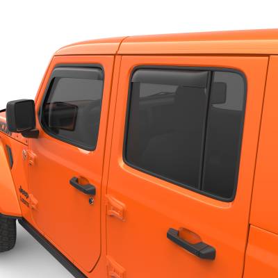 EGR - EGR 575255 Fr/Rr In-Channel Window Visors Black for 18-24 Jeep JL/JT 4DR