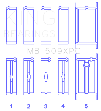 King Engine Bearings - King Bearings MB 509XPC 010 MAIN Bearing SET for CHEVROLET 400 V8