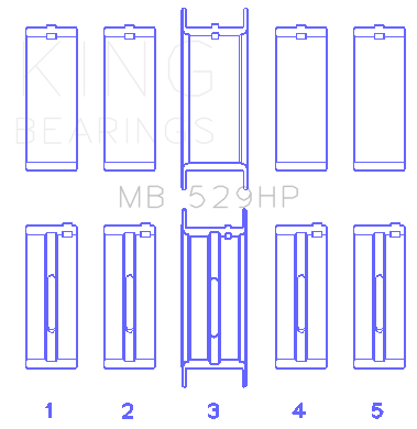 King Engine Bearings - King Bearings MB 529HP MAIN Bearing SET for FORD 260CI 289CI 302 5.0L WINDSOR