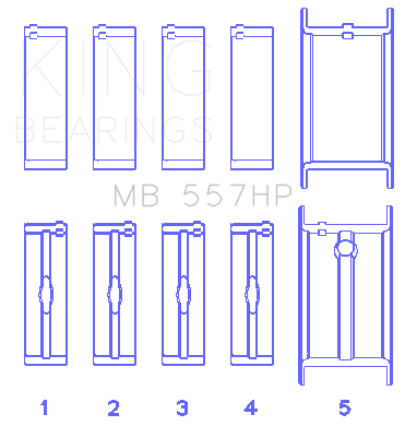 King Engine Bearings - King Bearings MB 557HP 010 MAIN Bearing SET for GM 262 267 302 307 327 350