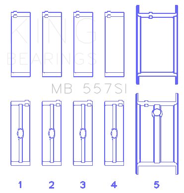 King Engine Bearings - King Bearings MB 557SI 020 Main Bearing Set for GM 262/267/302/307/327/350