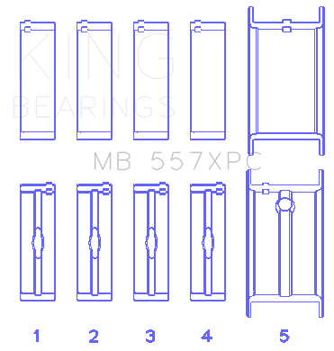 King Engine Bearings - King Bearings MB 557XPC 020 MAIN Bearing SET for GM 262 267 302 307 327 350