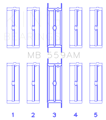King Engine Bearings - King Bearings MB 559AM MAIN Bearing SET for FORD 330 352 360 390 410 428